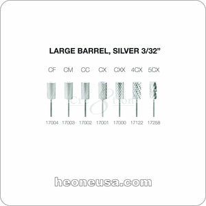 High Quality Carbides - Large Barrel, Silver 3/32''